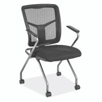 Seating - Training & Guest Chair: CoolMesh Mobile Nesting Chair, Black Fabric Seat, Black Mesh Back, Titanium Gray Frame