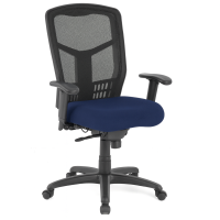 Seating - Task: CoolMesh Synchro, High Back Mesh Chair with Seat Slider, Celestial Blue Fabric Seat, Black Frame