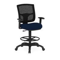 Seating - Stool: CoolMesh Pro Collection, Mesh Back with Adjustable Arms, Navy Fabric Seat, Footring and Black Base
