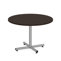 Conference Table: 48" Round w/ Silver Cross Base, Java Premium Laminate Top, Seats 4 - 6pp