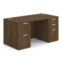 Desk - Double Pedestal: 60" W x 30" D, Modern Walnut Premium Grade Laminate