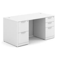 Desk - Double Pedestal: 60" W x 30" D, White Premium Grade Laminate