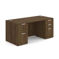 Desk - Double Pedestal: 66" W x 30" D, Modern Walnut Premium Grade Laminate