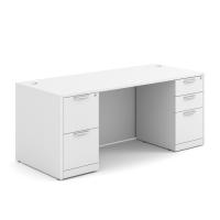 Desk - Double Pedestal: 72" W x 30" D,  White Premium Grade Laminate