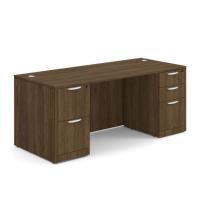 Desk - Double Pedestal: 72" W x 30" D,  Modern Walnut Premium Grade Laminate