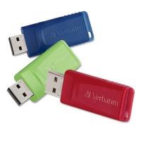 Verbatim 32GB Store 'n' Go USB Flash Drive - 3pk - Red, Green, Blue - 32 GB - USB 2.0 Type A - Blue, Green, Red - Lifetime Warranty - 3 / Pack