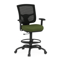 Seating - Stool: CoolMesh Pro Collection, Mesh Back with Adjustable Arms, Olive Green Antimicrobial Fabric Seat, Footring and Black Base