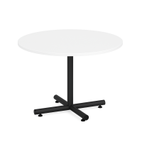 Conference Table: 48" Round w/ Black Cross Base, White Premium Laminate Top, Seats 4 - 6pp