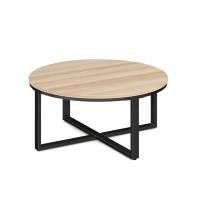 Occasional Table - Round: 36" American Elm Premium Laminate with Black Metal Base