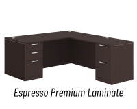 Desk - Double Pedestal - L-Shape: 66" W x 77" D, Espresso Premium Grade Laminate, Non-Handed (Can Be Assembled on Left or Right Hand Side)