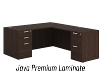 Desk - Double Pedestal - L-Shape: 66" W x 77" D, Java Premium Grade Laminate, Non-Handed (Can Be Assembled on Left or Right Hand Side)