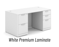 Desk - Double Pedestal: 60" W x 30" D, White Premium Grade Laminate