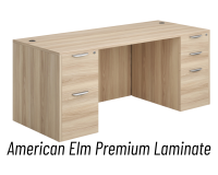 Desk - Double Pedestal: 72" W x 30" D,  American Elm Premium Grade Laminate
