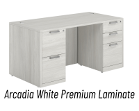 Desk - Double Pedestal: 60" W x 30" D, Arcadia White Premium Grade Laminate