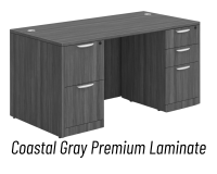 Desk - Double Pedestal: 60" W x 30" D, Coastal Gray Premium Grade Laminate