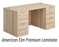 Desk - Double Pedestal: 60" W x 30" D, American Elm Premium Grade Laminate