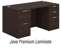 Desk - Double Pedestal: 60" W x 30" D, Java Premium Grade Laminate