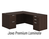 Desk - Double Pedestal - L-Shape: 60" W x 77" D, Java Premium Grade Laminate, Non-Handed (Can Be Assembled on Left or Right Hand Side)
