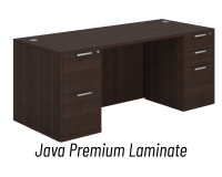 Desk - Double Pedestal: 72" W x 30" D,  Java Premium Grade Laminate