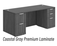 Desk - Double Pedestal: 72" W x 30" D,  Coastal Gray Premium Grade Laminate