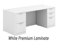 Desk - Double Pedestal: 72" W x 30" D,  White Premium Grade Laminate