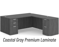 Desk - Double Pedestal - L-Shape: 72" W x 83" D, Coastal Gray Premium Grade Laminate, Non-Handed (Can Be Assembled on Left or Right Hand Side)