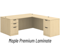 Desk - Double Pedestal - L-Shape: 72" W x 83" D, Maple Premium Grade Laminate, Non-Handed (Can Be Assembled on Left or Right Hand Side)