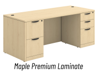 Desk - Double Pedestal: 72" W x 30" D,  Maple Premium Grade Laminate