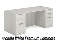 Desk - Double Pedestal: 72" W x 30" D,  Arcadia White Premium Grade Laminate