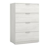 Lateral File - Laminate: 4 Drawers, Arcadia White Premium Laminate, 35.50''W x 22.00''D x 54.50''H