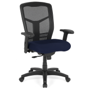 Seating - Task: CoolMesh Synchro, High Back Mesh Chair with Seat Slider, Navy Fabric Seat, Black Frame