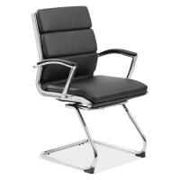 Seating - Guest: Merak Executive Sled Base Guest Chair, Black PU Leather with Chrome Armrests and Chrome Base