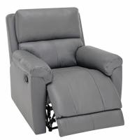 Genuine Gray Leather Recliner, Manual, High Density Foam Seat, 500 lb Weight Capacity
