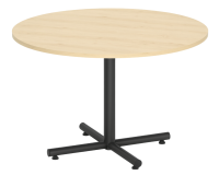Conference Table: 48" Round w/ Black Cross Base, Maple Premium Laminate Top, Seats 4 - 6pp