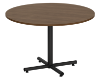 Conference Table: 48" Round w/ Black Cross Base, Modern Walnut Premium Laminate Top, Seats 4 - 6pp