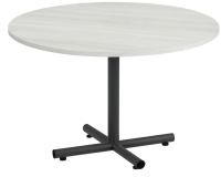 Conference Table: 48" Round w/ Black Cross Base, Arcadia White Premium Laminate Top, Seats 4 - 6pp
