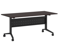 Tables - Training: 60"w x 24"d, Locking Casters, Flip-Top, Nesting, Espresso Premium Laminate with Black Metal Base and Modesty Panel
