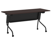 Tables - Training: 72"w x 24"d, Locking Casters, Flip-Top, Nesting, Java Premium Laminate with Black Metal Base and Modesty Panel