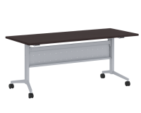 Tables - Training: 60"w x 24"d, Locking Casters, Flip-Top, Nesting, Java Premium Laminate with Silver Metal Base and Modesty Panel