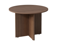 Conference Table: 42" Round w/ X-Base, Modern Walnut Premium Laminate, Seats 4pp