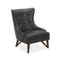 Seating - Reception: Remington Wingback Upholstered Lounge Chair, Charcoal Leather
