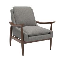 Seating - Guest - Wood: Mira Wood Arm Upholstered Lounge Chair, Charcoal Fabric