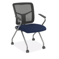 Seating - Training & Guest Chair: CoolMesh Mobile Nesting Chair, Navy Fabric Seat, Black Mesh Back, Titanium Gray Frame