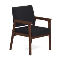 Seating - Guest - Wood: Aiden Collection 1 Seat w/ Full Arms, Black Fabric Seat & Back, Mocha Wood Frame