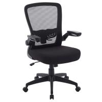 Seating - Task Chair: Finn Flip Arm Mesh Back with Black Frame, Adjustable Lumbar Support