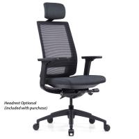 Seating - Task: Palma High Back, Black Fabric Seat, Ribbed Mesh Task Chair & Included Optional Headrest