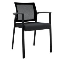 Seating - Guest: Oslo Mesh Back Stacking Guest Chair, Black Fabric with Black Frame, Includes Optional Casters