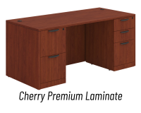 Desk - Double Pedestal: 66" W x 30" D, Cherry Premium Grade Laminate