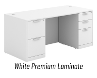 Desk - Double Pedestal: 66" W x 30" D, White Premium Grade Laminate