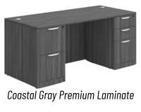Desk - Double Pedestal: 66" W x 30" D, Coastal Gray Premium Grade Laminate